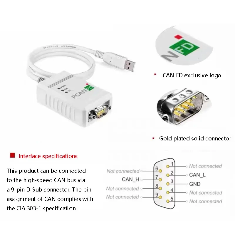 USB-модуль PCAN FD, совместимый с IPEH-00 CAN FD, поддерживает инструменты автомобильной диагностики Inca (art.: 3920dac89cafc) - 3920dac89cafc