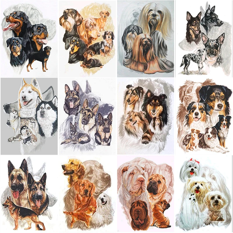 

DIY 5D Animal Diamond Painting Embroidery Dog Cross Stitch Set Landscape Manual Inlay Art Gift Rhinestone Home Wall Decoration