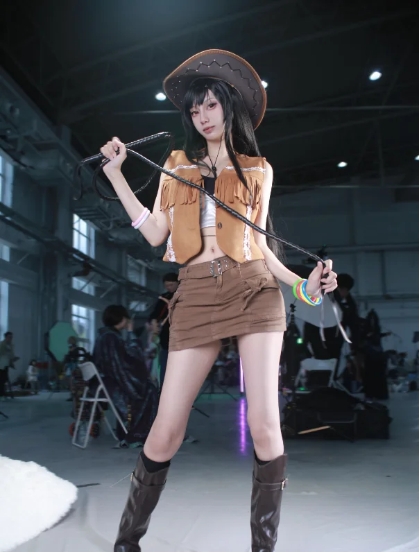 Фото Новый костюм Тифы Локхарт из Final Fantasy VII: ковбойская униформа, парик, карнавальный костюм для аниме-вечеринок и Хэллоуина, женский костюм для игры FF7 №1