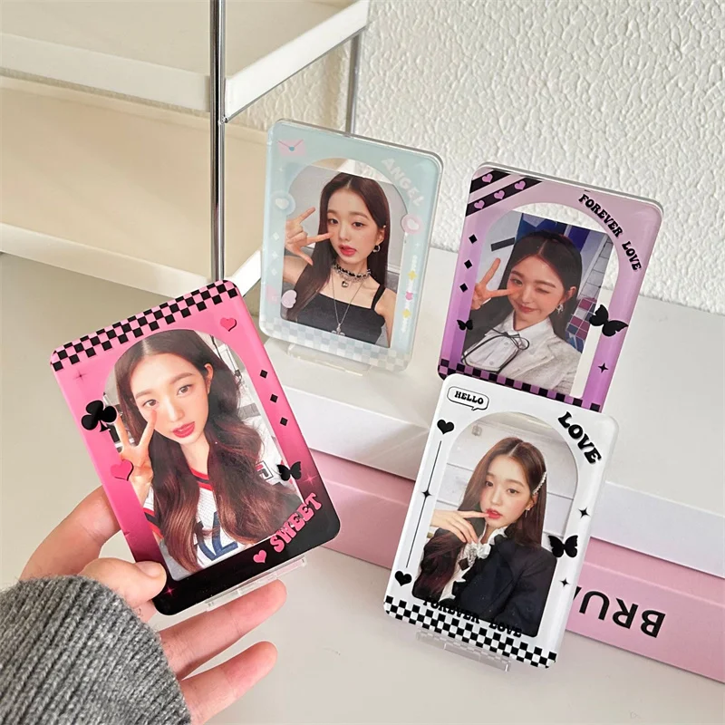 

Kawaii Plush Photocard Holder Rabbit Bear Cat Kpop Idol Photo Card Holder Girl Cute Keychain ID Credit Bank Protector Stationery