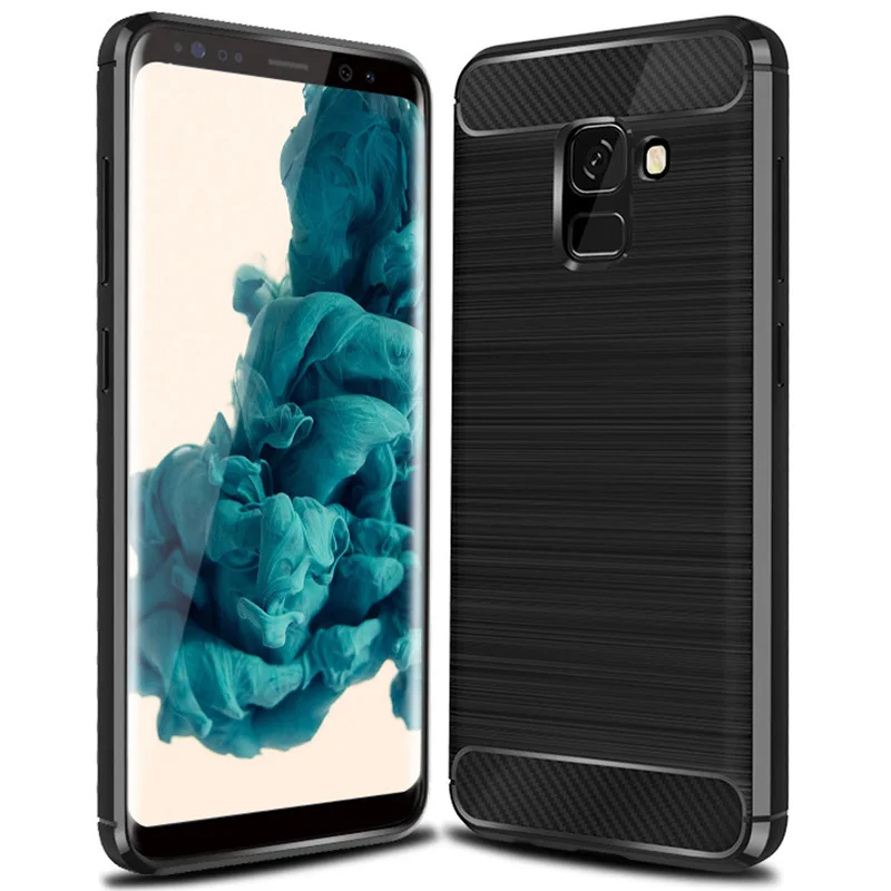 

Brushed Carbon Fiber Case For Samsung Galaxy A8 2018 Shockproof Silicone Cases for galaxy a8 2018 Soft Phone Cover Coque Fundas