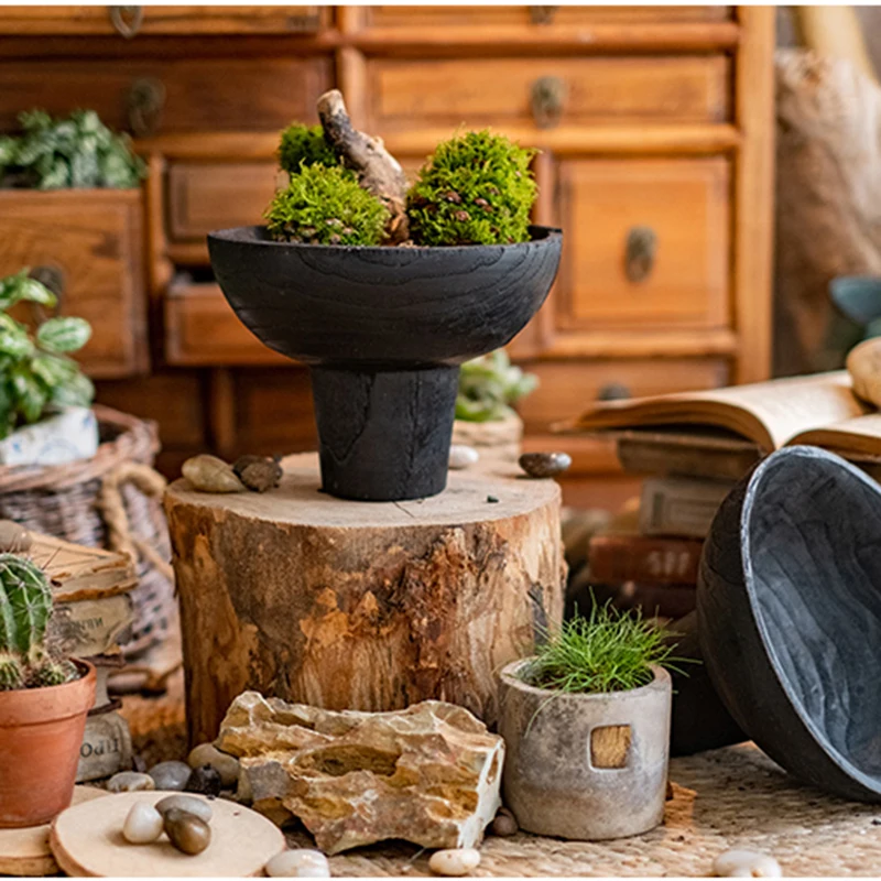 

Современная черная ваза, круглая Минималистичная уличная керамическая ваза, офисный дизайн, деревянные вазы для цветов, цветочные горшки д...