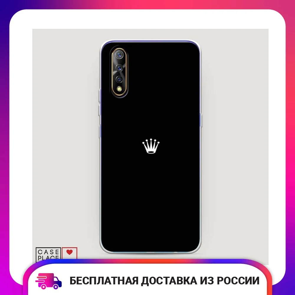 Чехол Силиконовый для Vivo V17 Neo Белая кородля черном фоне защитный тонкий мягкий