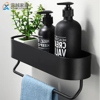 shower shelves with bar black aluminum wall towel hanger holder kitchen spice rack storage cosmetic shelf bathroom accessories