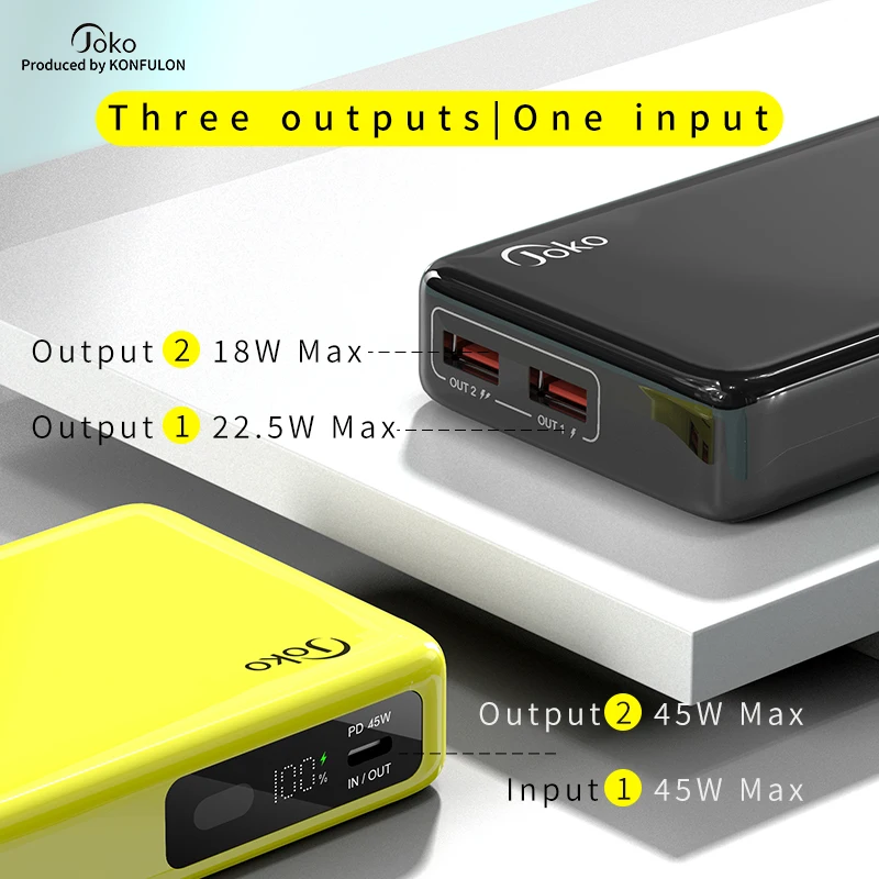 Фото 45 Вт Power Bank 20000 мАч PD3.0 Портативный зарядный аккумулятор для мобильного телефона Внешний аккумулятор QC 3.0 Зарядное устройство 22,5 Вт Poverbank 20000 №2