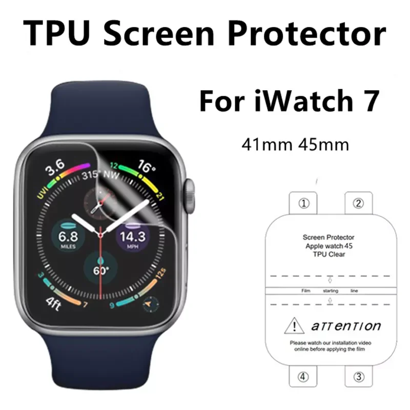 

Гидрогелевая пленка для экрана Apple Watch 7 41 мм 45 мм, мягкая защитная пленка для экрана iWatch 7 защитная пленка TPU, не закаленное стекло