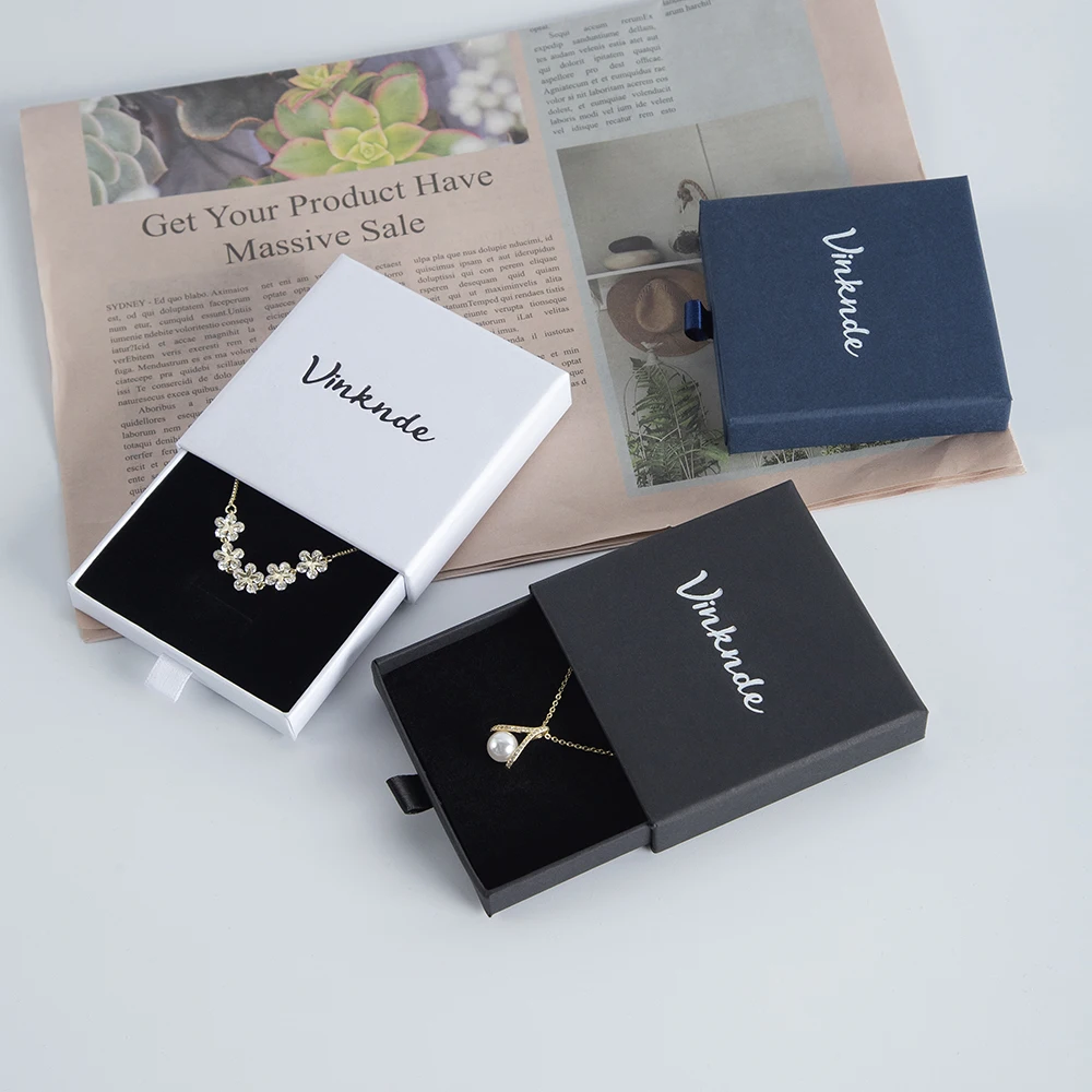 50pcs 7x7x2.5cm 8x8x2.5cm White Drawer Jewelry Gift Box Custom Logo Packaging Organizer Boxes For Ring Earring Necklace Bracelet