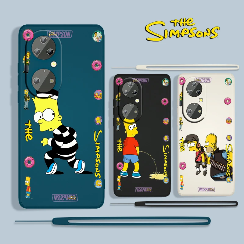 

Funny The Simpsons For Huawei P50 P40 P30 P20 P Smart Z Pro Plus 2019 2021 5G TPU Liquid Rope Phone Case Fundas Coque Capa Cover