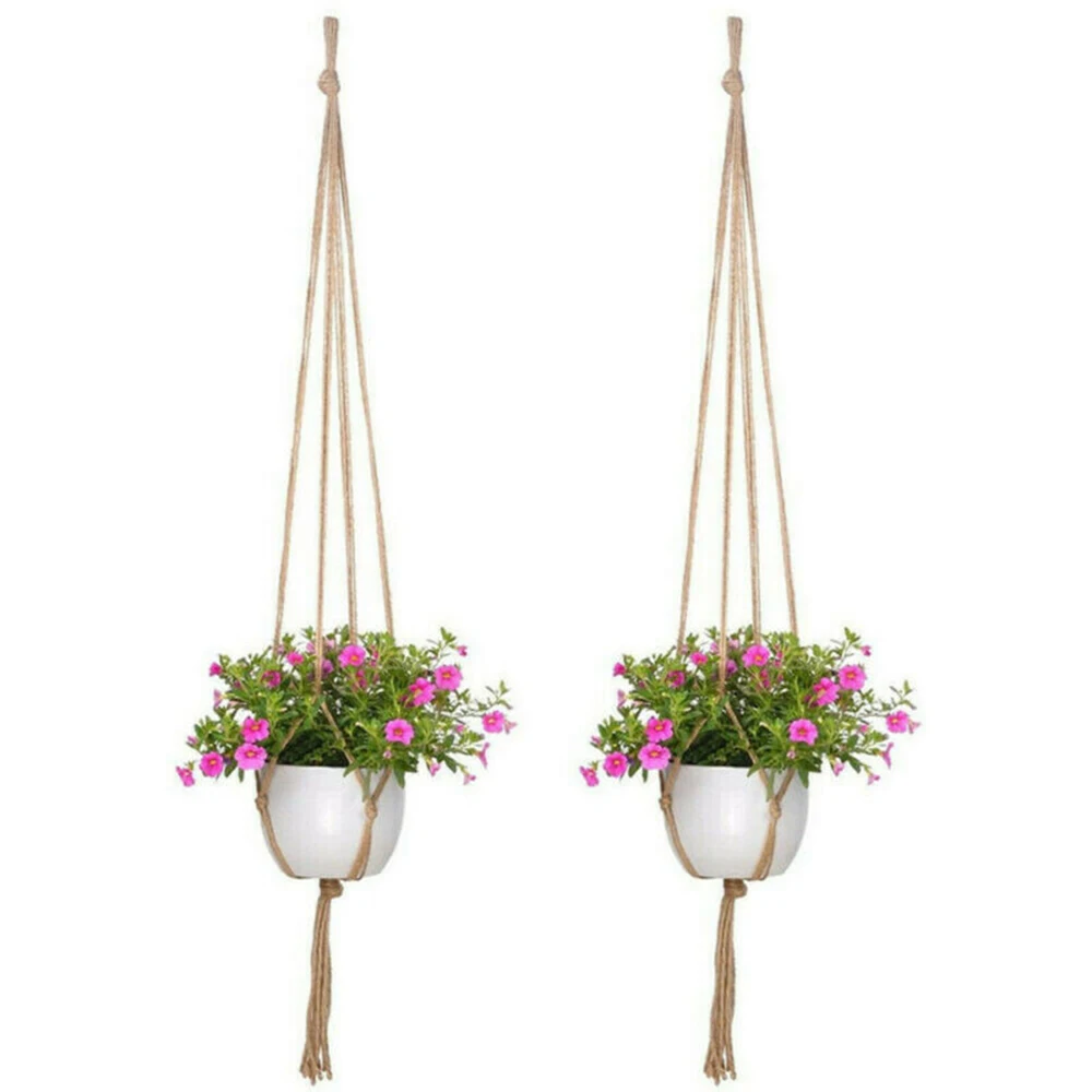 

6pcs Gardening Green Plant Hanging Basket Cotton Rope Hanger Flower Pot Hand Woven Pot Pocket Wall Home Garden Flower Decoration