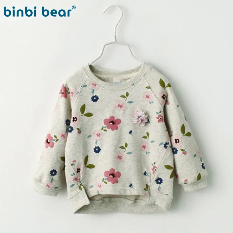 

Осень-зима 2022, футболка с длинным рукавом для девочек, нижняя рубашка, женский свитер с круглым вырезом и свежими цветами, Детская толстовка