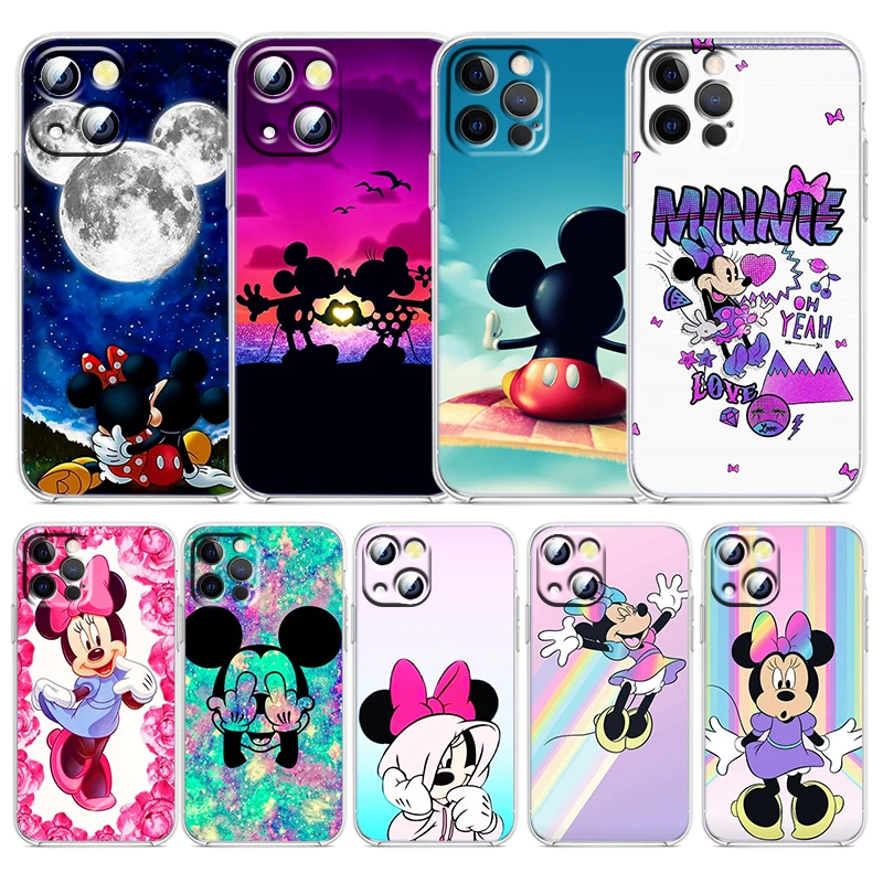 

Mickey Minnie Mouse Disney Phone Case For Apple iPhone 14 13 12 Mini 11 XS Pro Max X XR SE 2020 8 7 Plus Transparent Cover