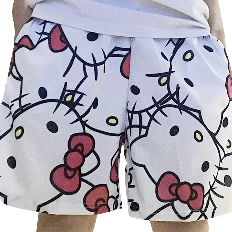 Hello Kitty Large size Waist shorts HelloKitty Y2K men women shorts summer loose home ins casual beach pants basketball shorts