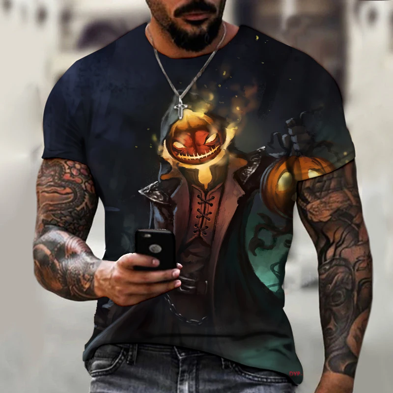 Новинка 2022 мужская рубашка на Хэллоуин футболка с принтом Джека-о-фонаря ужасной