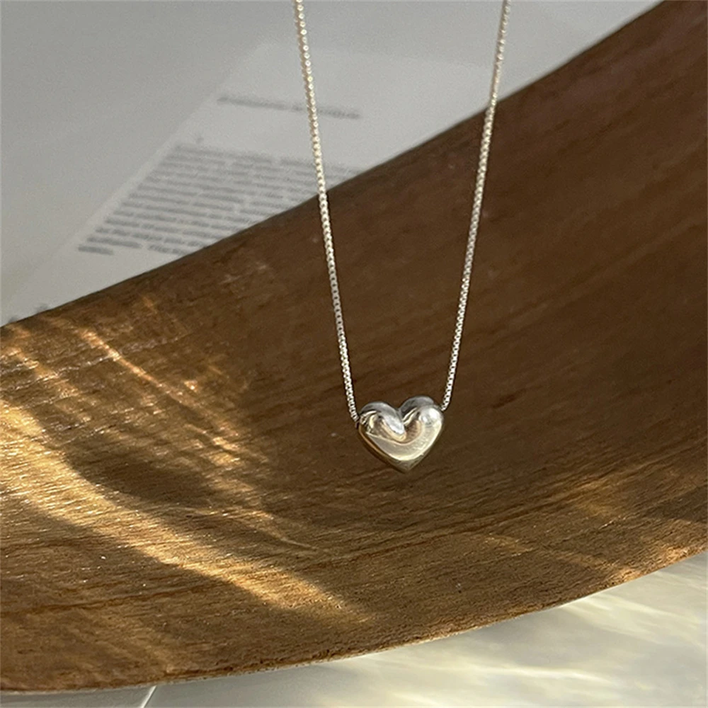 

Silver 925 Charm Necklaces For Women Heart Pendant Necklace Chain Collar Female Choker Korea Style Jewelry Accessories Bijoux