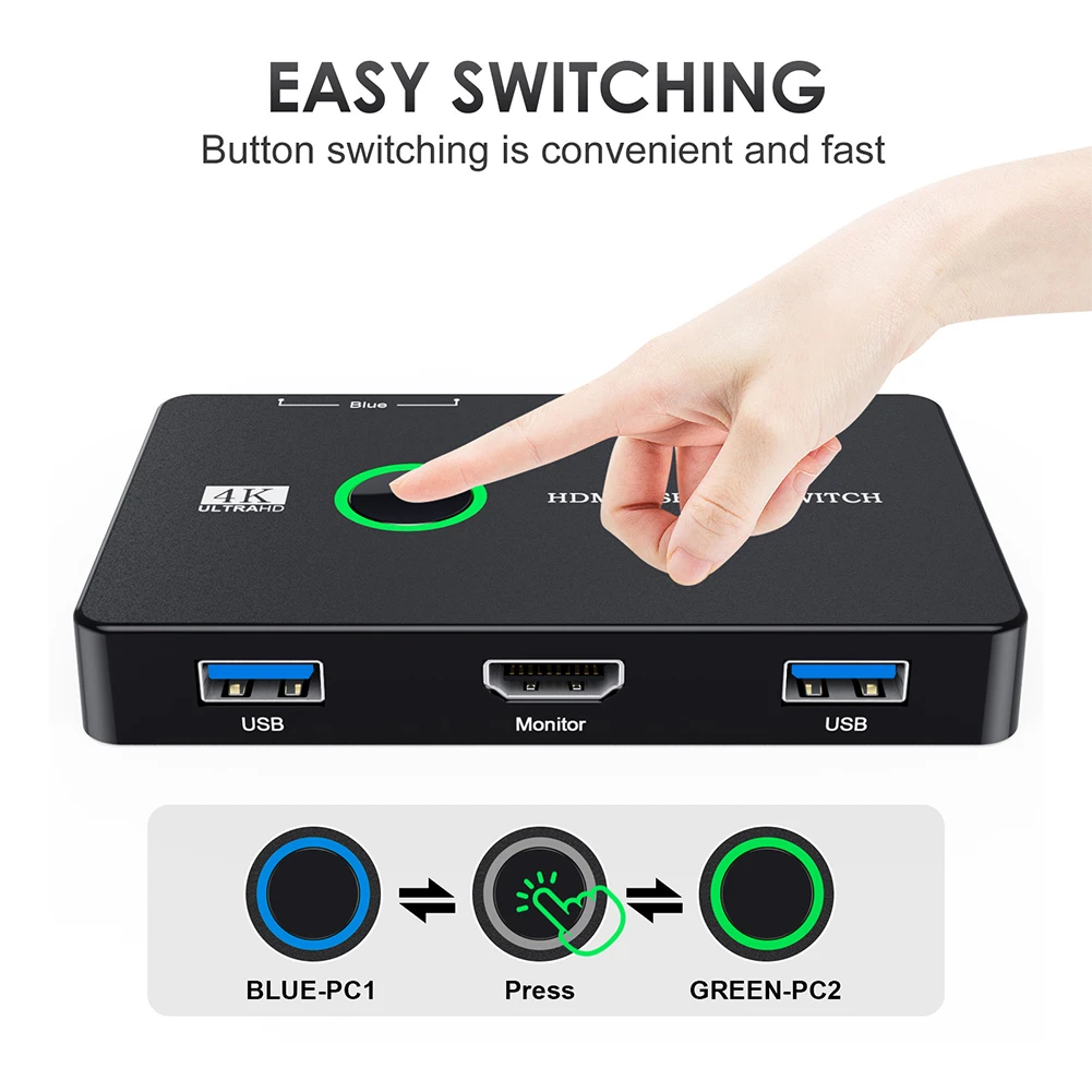 HDMI-совместимый USB KVM-переключатель USB3.0 USB-переключатель сплиттер 4K UHD HDMI-совместимый KVM-переключатель для мыши принтера монитора HD