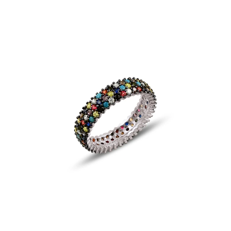 

Silver 925 Sterling 3 Must Rhodium Plated Mixed Color Zircon Tamtur Ring