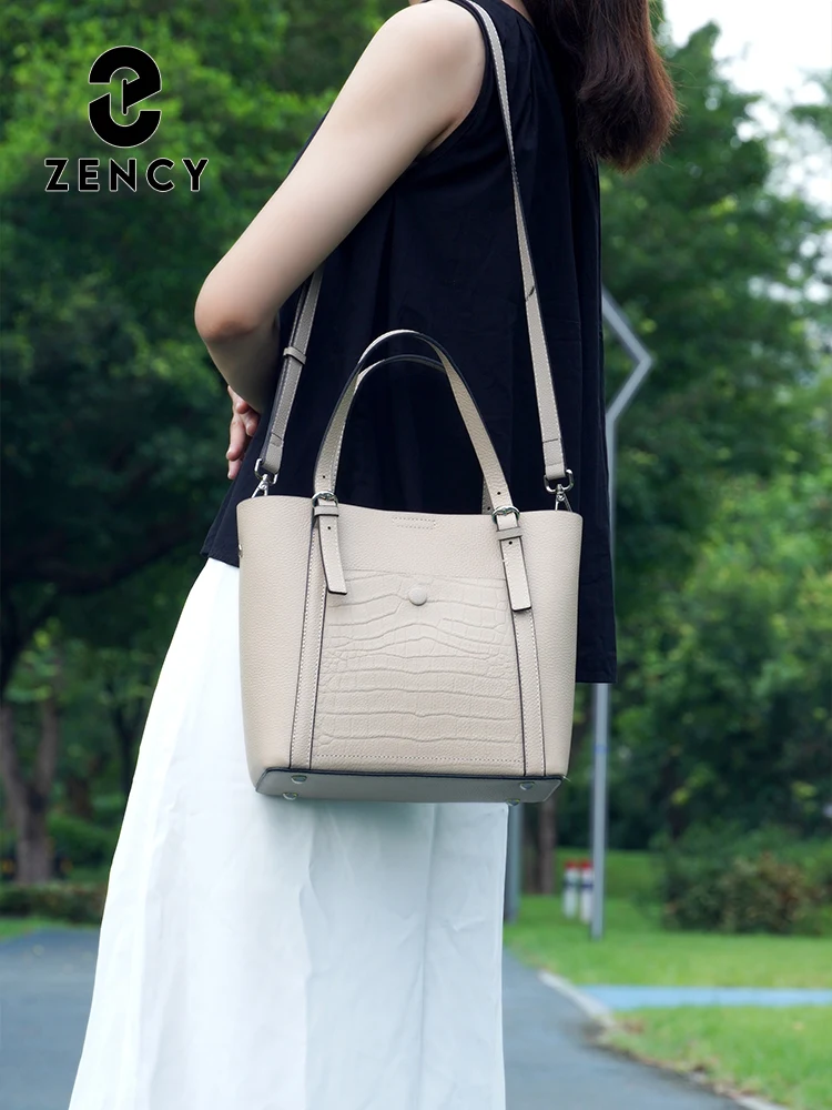 Женская сумка-тоут из мягкой натуральной кожи Zency элегантная вместительная