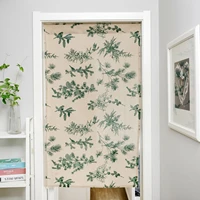 kitchen border curtain green pine twig printing gardens hanging fabric wind water bathroom semi without rod