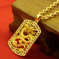 dragon gold necklace pendant for men cuban chain necklace man copper jewelry high quality valentines day gifts