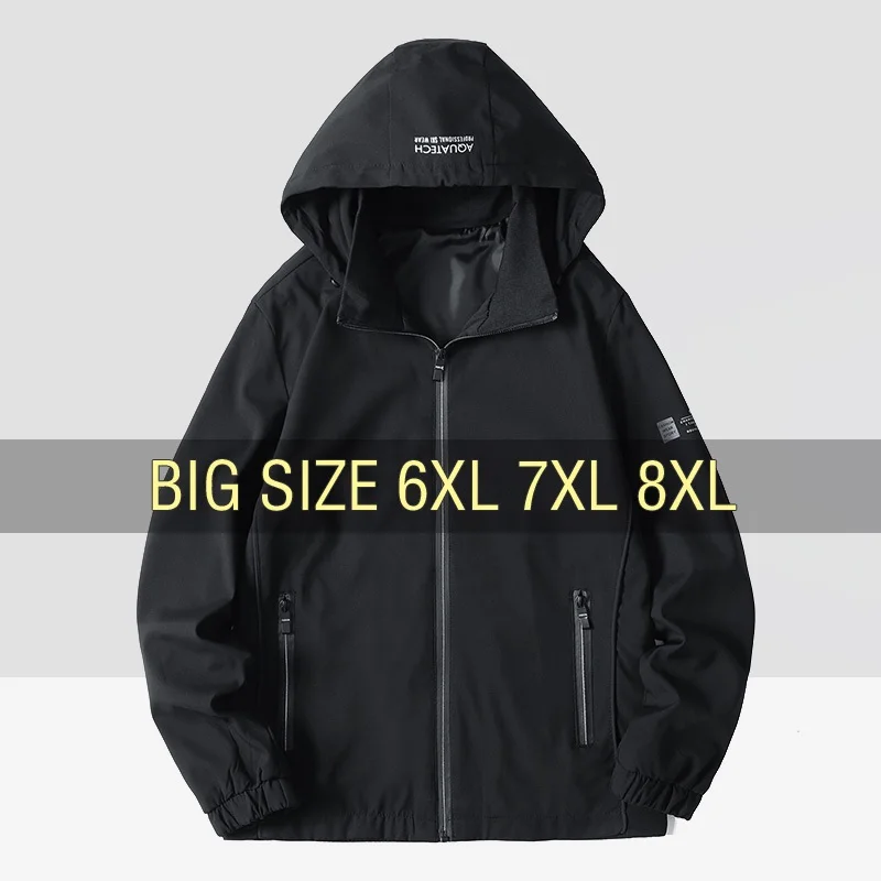 

cao7355 Men Jacket Coats Trench Windbreaker Waterproof Plus Size 6XL 7XL 8XL Oversize Hooded Autumn Winter Loose Male Softshell