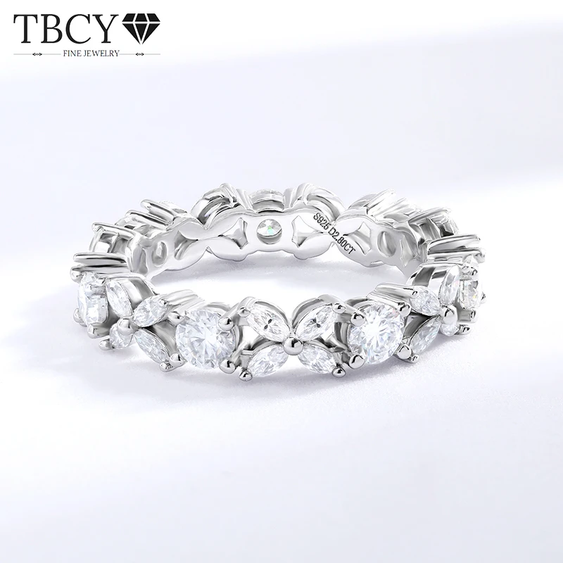 Женское кольцо с бриллиантом TBCYD обручальное круглой формы муассанитом в оправе