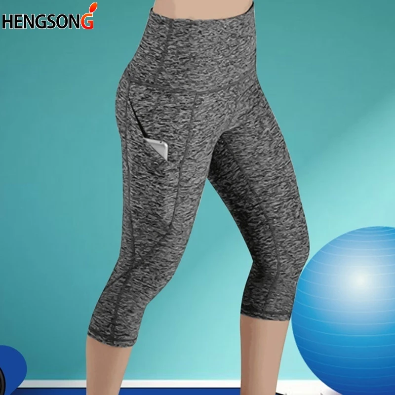

Штаны для йоги, леггинсы для фитнеса, женские эластичные леггинсы с высокой талией и эффектом пуш-ап для спортзала, с карманами, до щиколотки, спортивные Леггинсы 2023