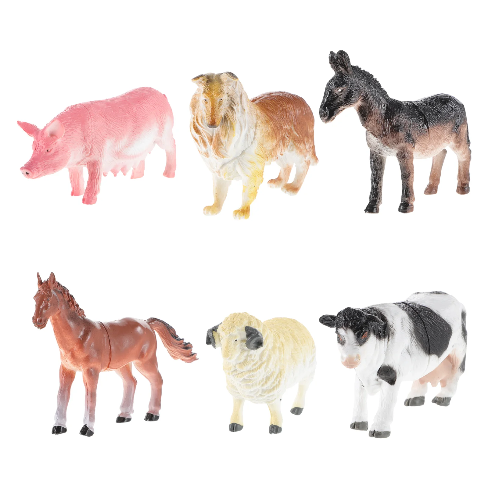 

6pcs Barn Farm Cow Horse Figurine Model Photo Prop Miniature Learning Educational for Toddler Children Kids