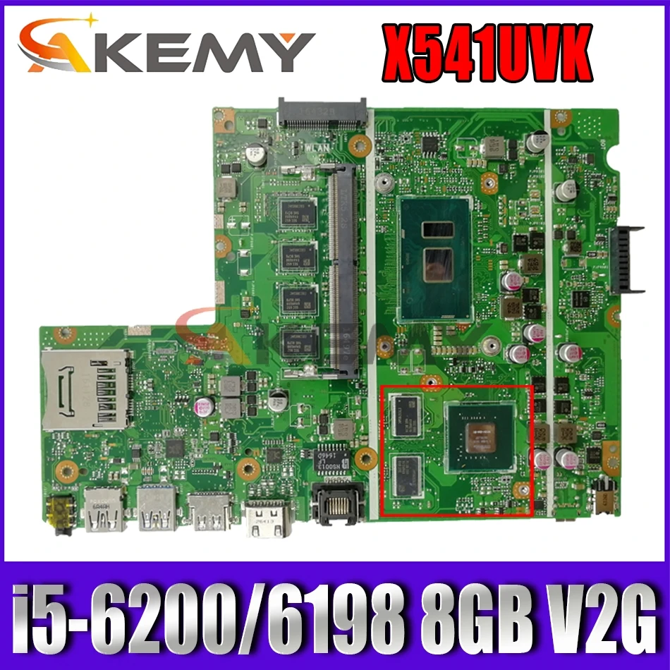 

Akemy X541UVK motherboard mainboard I5-6200U/I5-6198U 8G V2G For Asus X541UVK X541UJ X541UV X541U F541U R541U laptop motherboard