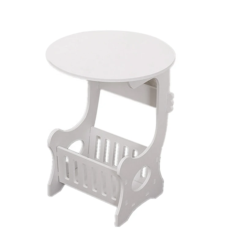 

Mini Plastic Round Coffee Tea Table Household Living Room Storage Rack Bedside Table White Household Furniture