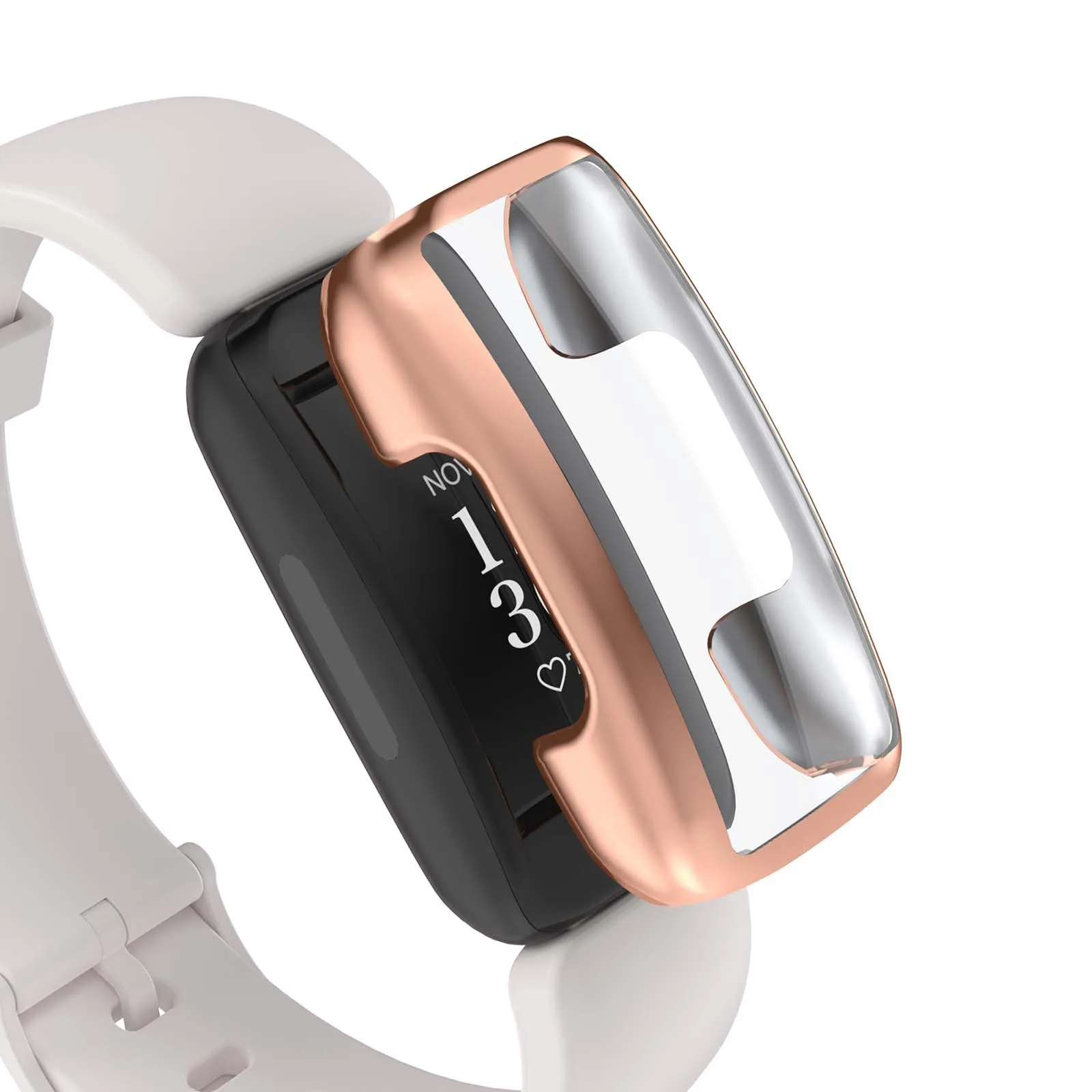 

For compitable with FITBIT Inspire2 Electroplating PC Hard Shell All-inclusive Screen Protector anti Wristband