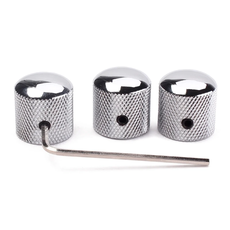 

3 Pcs Metal Volume Tone Dome Knob with Allen Keys Guitar Potentiometer Speed Control Knobs for Electric Guitar or Bass