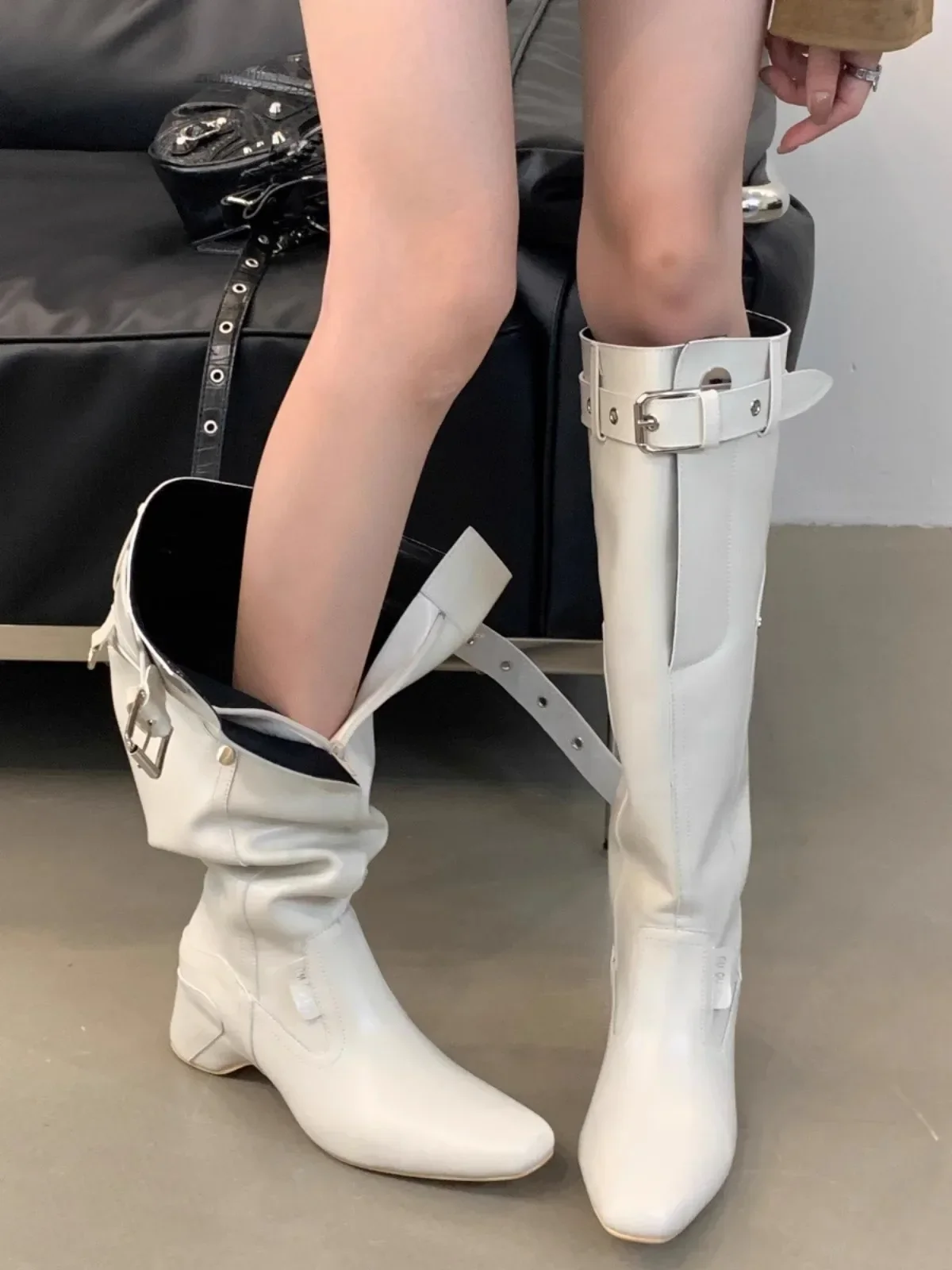 Ковбойские сапоги в стиле вестерн с матовым покрытием ретро плиссированные