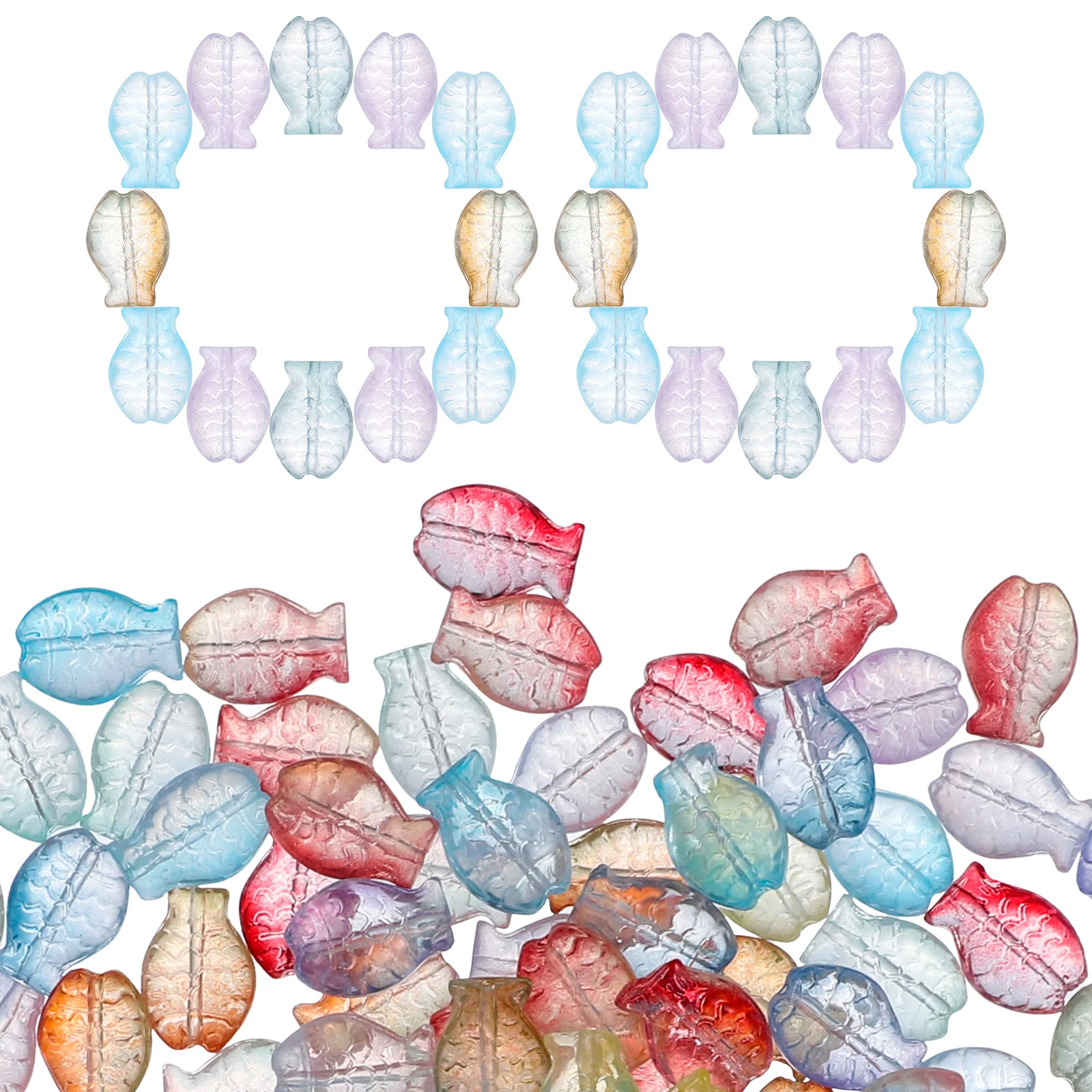 

150 Pcs Glass Beads Crafts Bracelets Beaded Loose Bead Charm Charm Braclets Small Fish Pendant Jewelry Fish Glass Beads