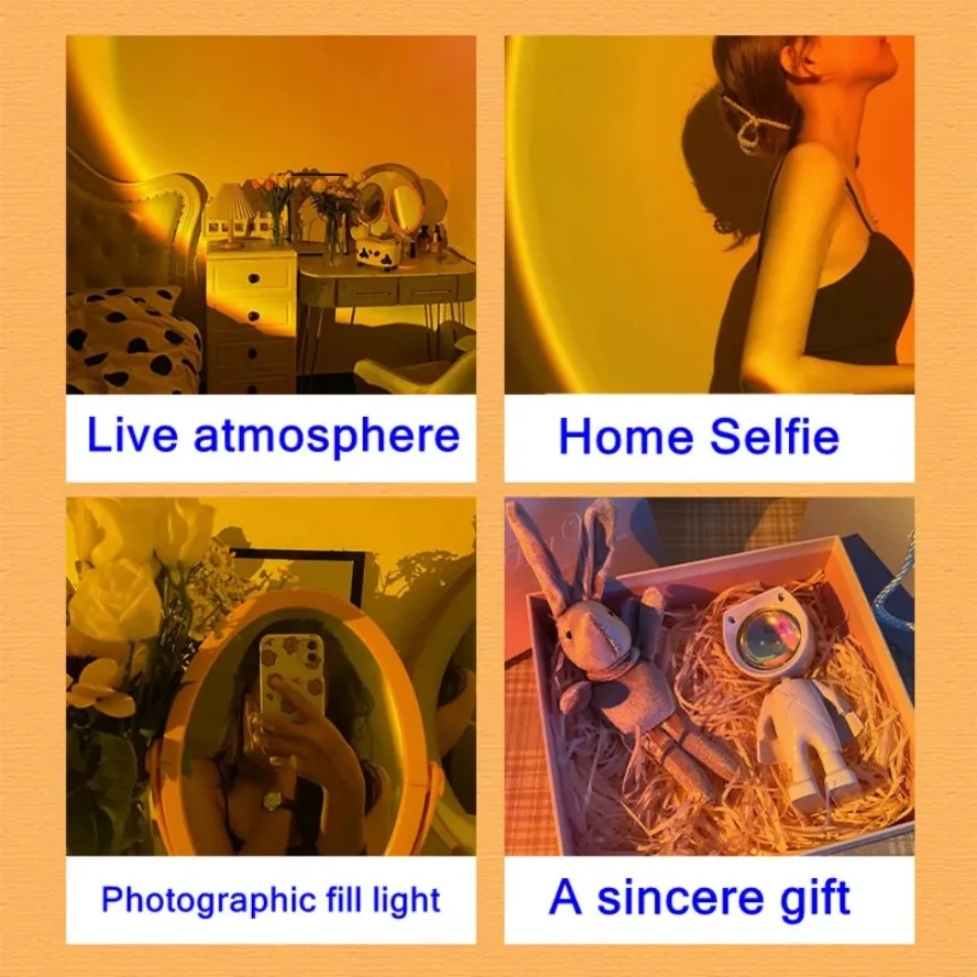 Светодиодная лампа для проектора заката с красочной световой атмосферой спальни