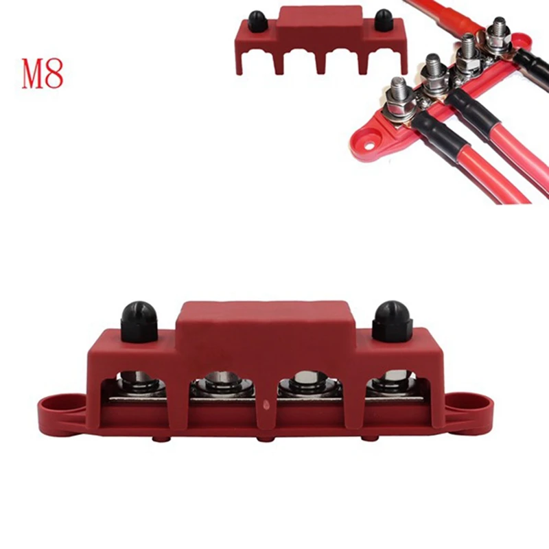 

DC 48V 250A 4 Terminal Studs Busbar Power Distribution Block BUSBAR Box Car Rv Marine Cable Organizer Box