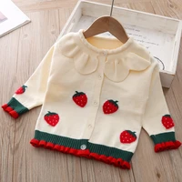girls strawberry knitted cardigan sweater jacket childrens clothing spring baby girl knitting 1 5t childrens sweater