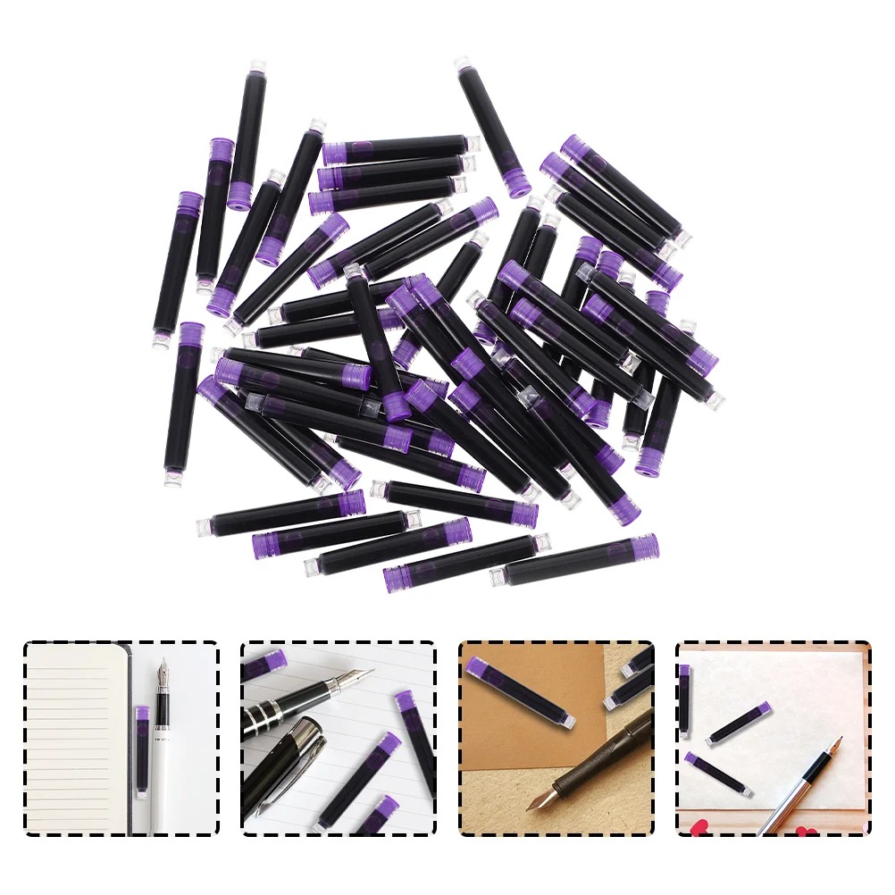 

100 Pcs Ink Sac Pen Refills Replacement Accessories Erasable Fountain Purple Plastic Supplies Student Cartridges