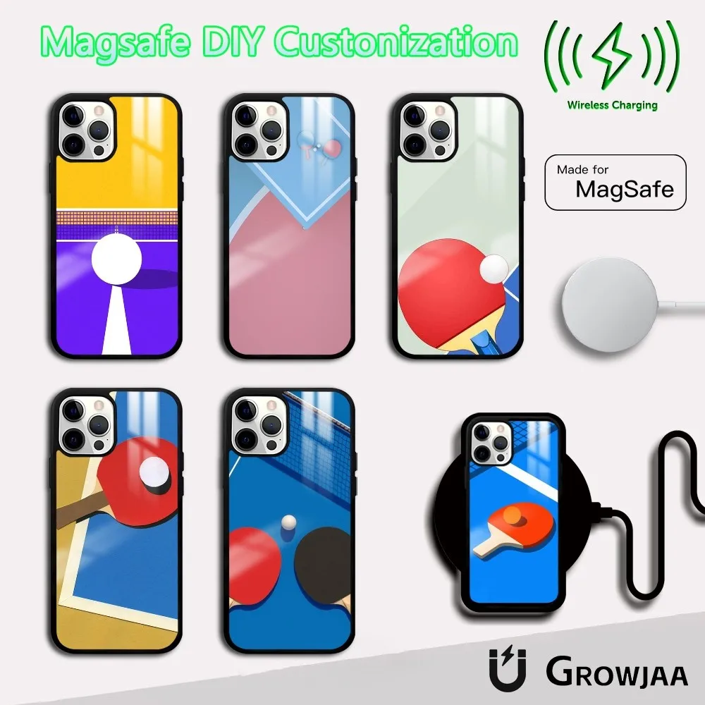 Чехол для телефона с ракетками настольного тенниса iPhone 16 15 14 13 12 11 Pro Max Plus Mini Magsafe