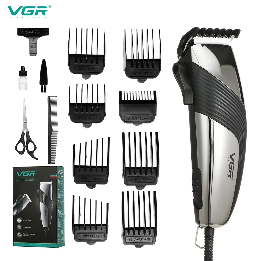 

VGR Professional Hair Clipper Electric Men Hair Trimmer Vintage Hair style Haircut Machine 2M Cord Barber Clippers V-121
