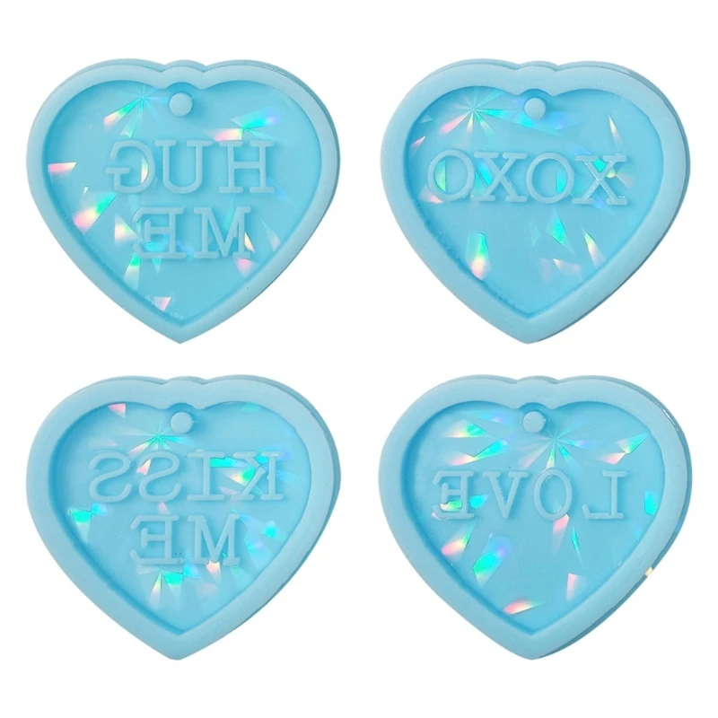 

Формы для литья ювелирных изделий 4XBE, силиконовая форма в форме сердца для подвесок из смолы с отверстием для подвешивания, инструменты для ...