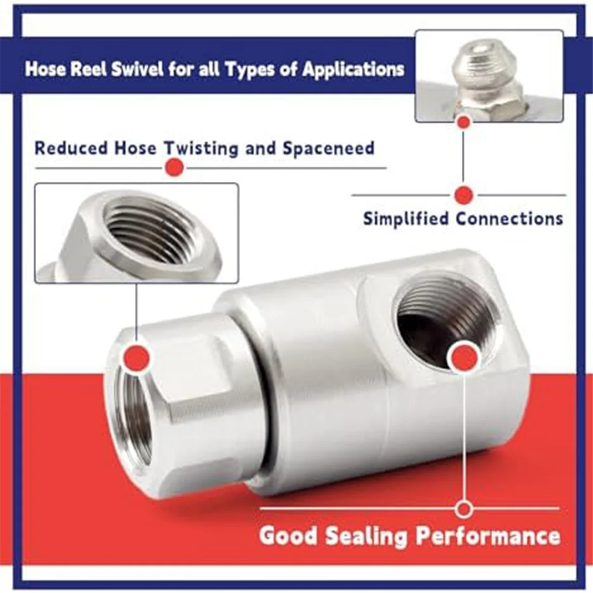 Поворотная катушка для шланга 1/2 дюйма сверхмощная стальная FXF 5024-Ni-AL с смазным
