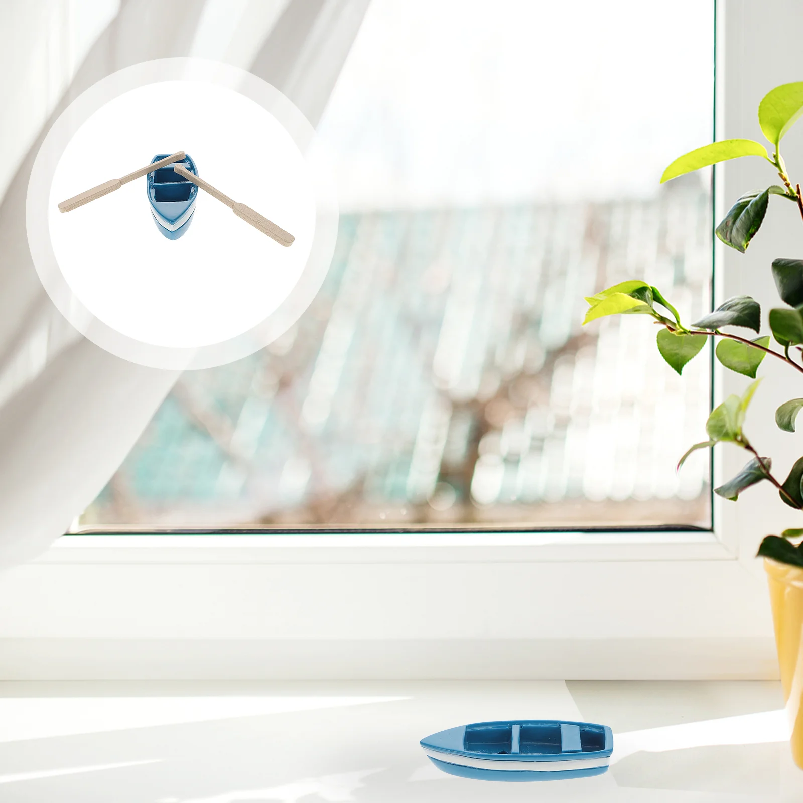 Мини-лодка фигурка игрушки имитация океана реквизит синие деревянные весла