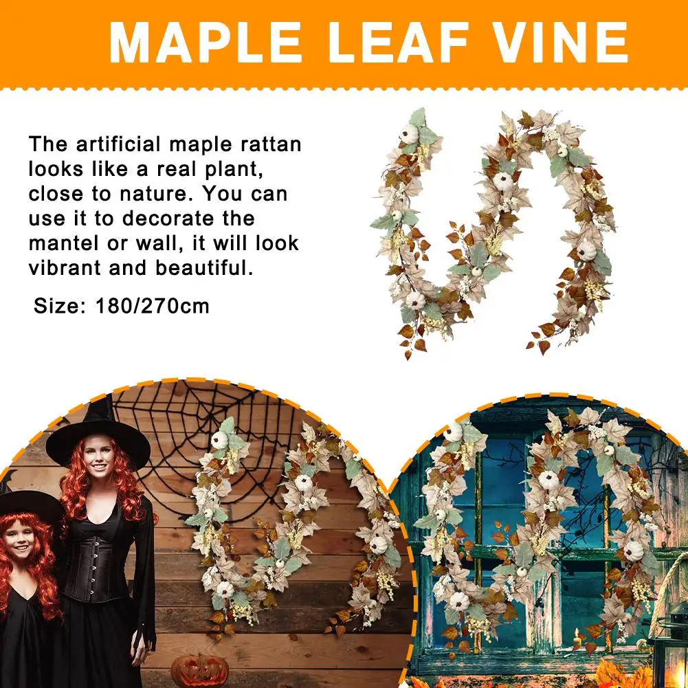 

Fall Garland Maple Leaf Pumpkin Berry Garland Harvest Decor For Mantle Fireplace Thanksgiving Halloween Home Porch Wedding P1E2