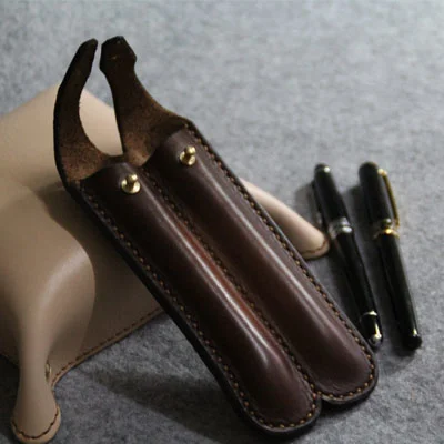 Handmade Creativity Simplicity Leather Double Pen Bag Pencil Case Pen Cover