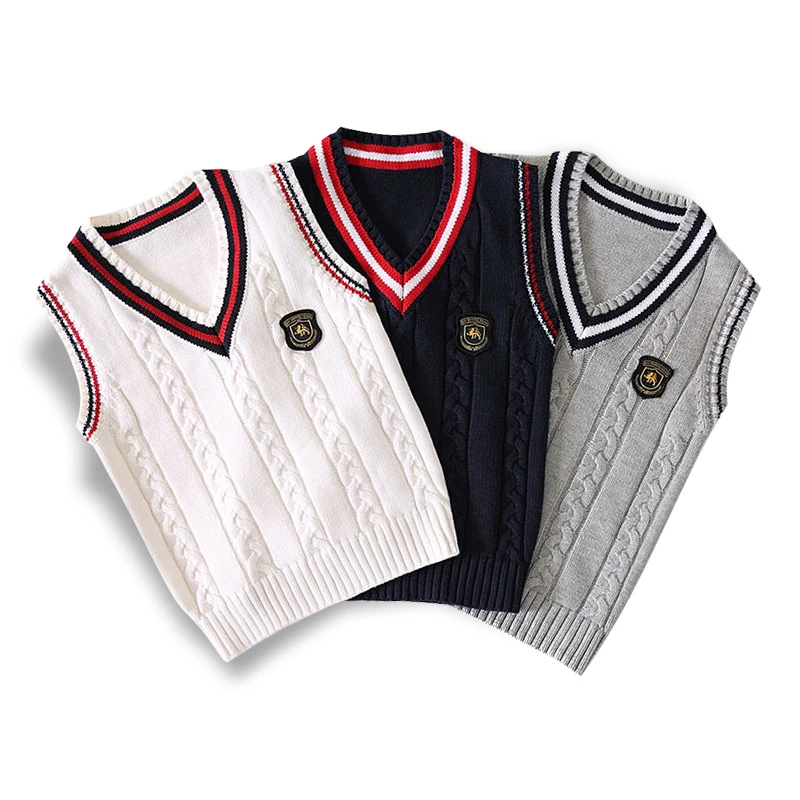 

Spring autumn 100% cotton cardigan teen boy's V-neck sweater vest kids waistcoat School girls winter sweaters for 4-14 Years
