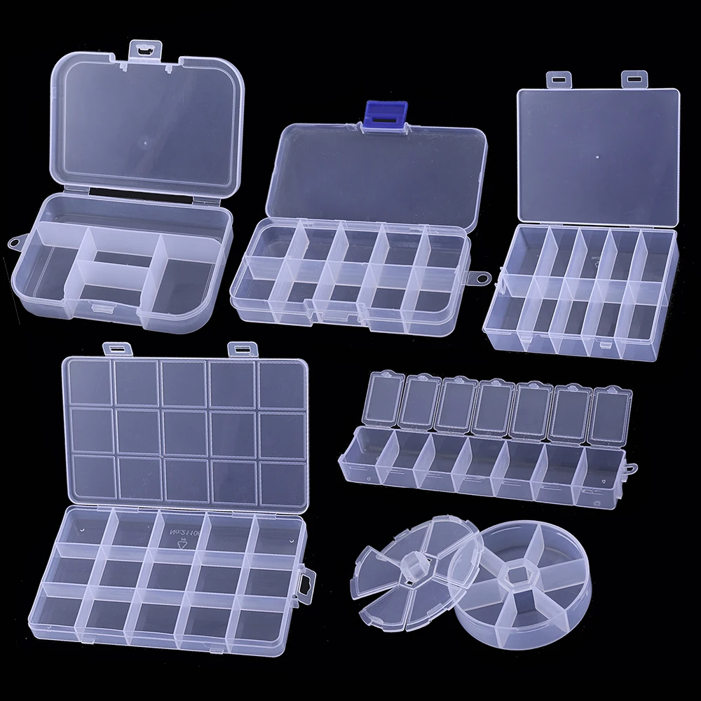 5/10/15 grilles boîte de rangement en plastique transparent  boîte à bijoux  compartiment conteneur