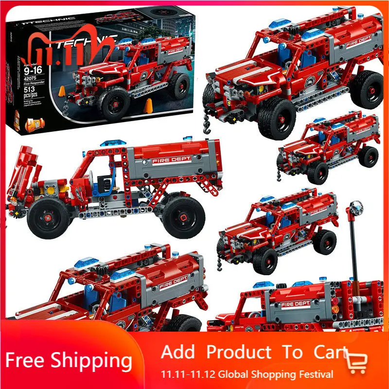 

Конструктор технический первый ответчик Fit 42075, автомобиль, грузовик, городской автомобиль, креативные кирпичи, игрушки для детей, подарок н...