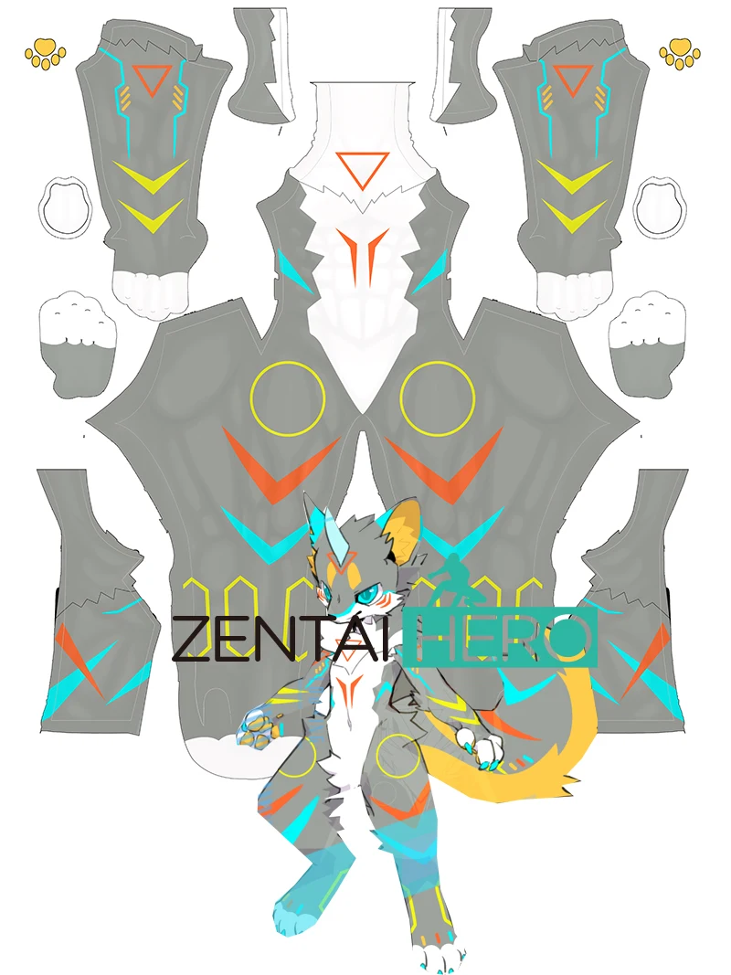 Костюм супергероя с 3D-принтом волка на заказ костюм для косплея Orc Wolf Zentai Хэллоуин