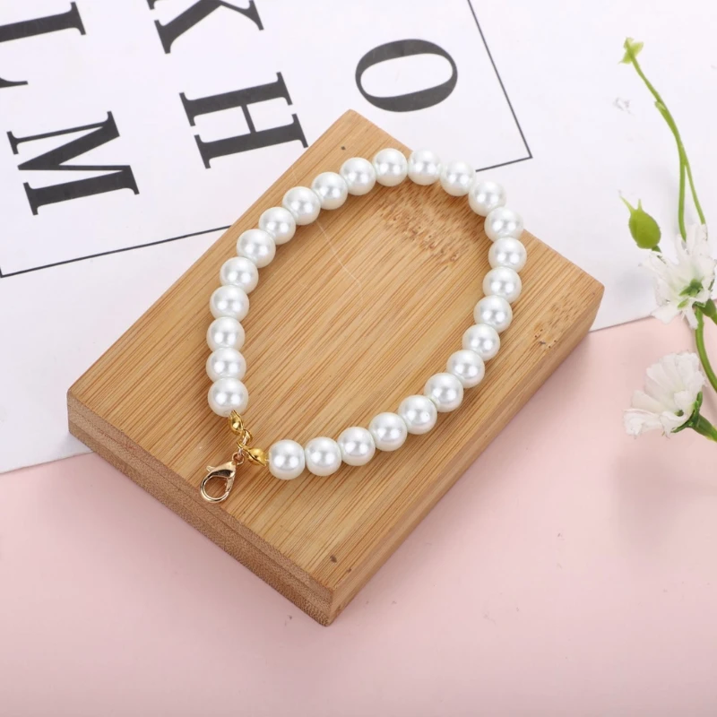 

5 Pieces/Set Exquisite Faux Pearl for KEY Chain for Women and Men White Pearls Wristlet Chain Strap Hand Straps Kit Deco