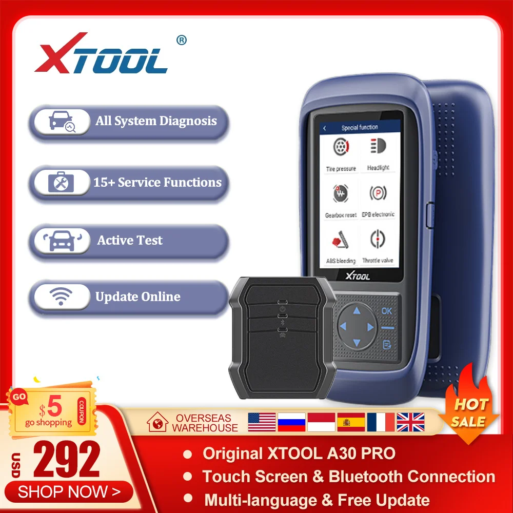 XTOOL A30PRO Full System Diagnostic Scanner Touch Screen Car Diagnostic Tool 15+ Special Functions Auto VIN SCAN Free Update